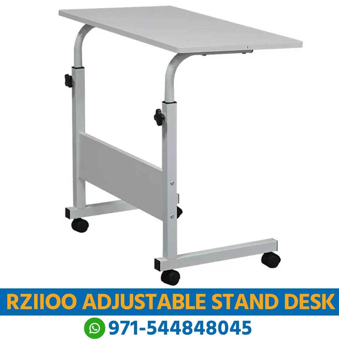Buy Rziioo Adjustable Stand Desk Cart Tray Side Table, 60cm in Dubai - Adjustable laptop table Dubai- Adjustable Desk Online Shop Near Me